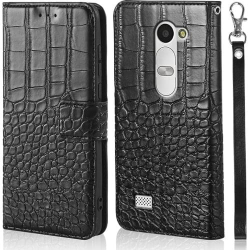 The Crocodile grain Flip Leather Case for LG C40 Leon 4G Lte H340N H320 C50 H324 Phone Case Cover With Strap