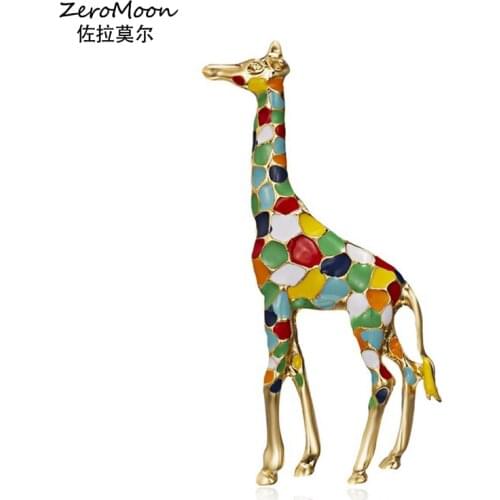 Colorful Enamel Giraffe Brooch Pin Metal Animal Women Fashion Jewelry Women Scarf Clip