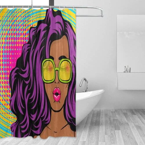 Colorful Different Custom African Woman Bathroom Curtain Waterproof Shower Curtain Polyester Fabric Bath Curtain with 12 Hooks