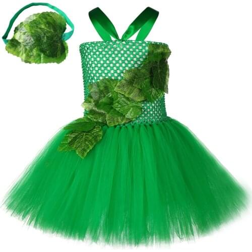 Forest Genie Ivy Halloween Cosplay Costume for Girls Kids Fairy Tutu Dress Outfit for Carnival Children Fancy Dress Party 1-12Y