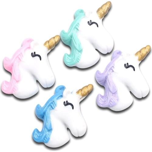 LF 20Pcs Mixed Unicorn Resin Decoration Craft Flatback Cabochon Embellishments For Scrapbooking Kawaii Cute Diy Accessories