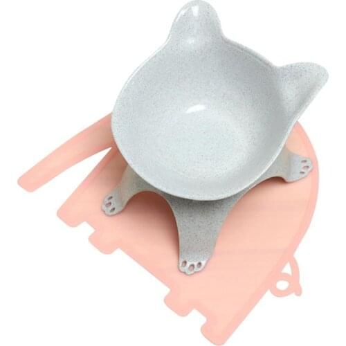 Pet Food Bowl Elevated Cartoon Cat Feeding Bowl Dog Water Bowl With Pet Food Mat Puppy Feeder Kitten Food Water Bowl Pet Supply