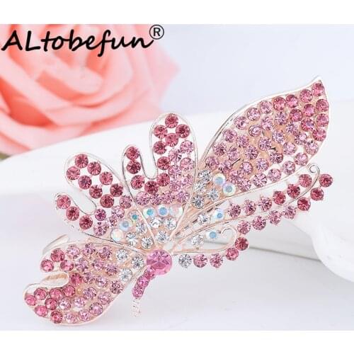 ALTOBEFUN Fashion Rhinestone Crystal Butterfly Hairpin For Women Girls Ladies Barrettes Hollow Out Hair Clip Ornament AE016