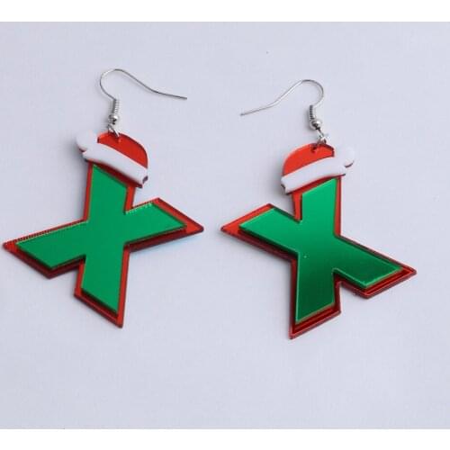 Fashion Christmas Red Hat Drop Earrings for Womens Girls Acrylic Green Long Dangle Earrings Xmas Holiday Jewelry Accessories