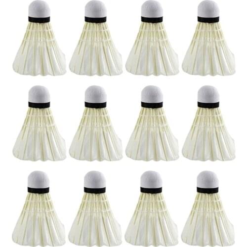 MYSPORTS Badminton Resistant Goose Feather Flight Stability Training Practice 12 Packs for Training Game Durable Balls