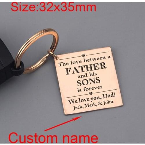 Customize The Son’s Name To Father’s Gift Keychain The Love Between A Father And His Sons Is Forever.WE LOVE YOU ,DAD