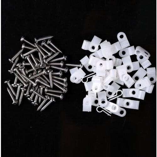 Home Office Cable Organizer Wire Cord Storage Fastener Kit 50 R-Type Cable Nylon Clip Clamps with 50 Screws Anti Tangle Hardware