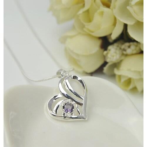 925 Sterling Silver Heart-shaped Pendant Necklaces with Zircon for Women Genuine Silver Jewelry Gift Xl004
