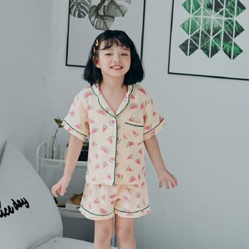 Girls Short Sleeve Pajamas Set Kids Home Wear Two Piece Set Toddler Baby Pyjamas Summer Pijamas Infantil 100% Cotton Clothes