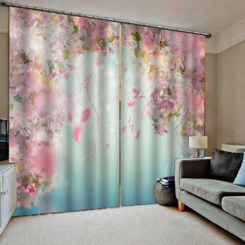 Custom Windows Curtains For Kids Living Room Pink Flowers Bedroom Kitchen Curtains Drapes Window Treatments Dropship