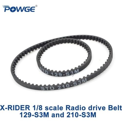 POWGE XRIDER 1/8 scale Radio control bike Set drive motor belt STD 129-S3M and 210-S3M width 3.5mm RC motorcycle for X-Rider