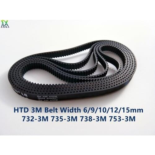 HTD 3M Timing belt C= 732 735 738 753 width 6/9/10/12/15mm Teeth 244 245 246 251 HTD3M synchronous 732-3M 735-3M 738-3M 753-3M