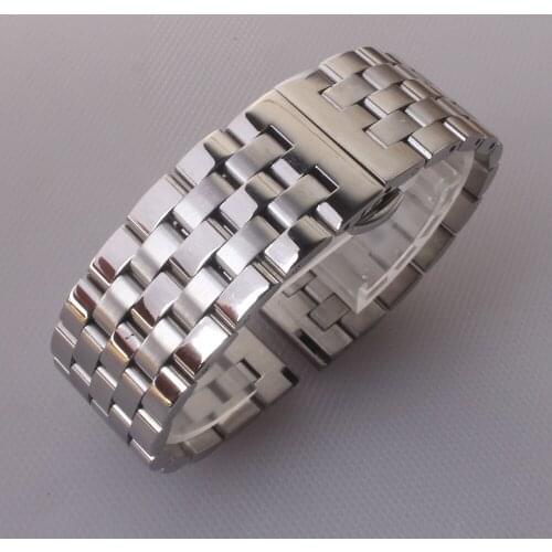 Silver Watchbands Stainless steel bracelets solid metal General Watch Straps 16 18 19 20 21 22 24mm wristwatches band Mens Belts