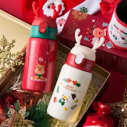 Christmas stainless steel thermos cups wholesale childrens straws, students' cups and gift sets WR122