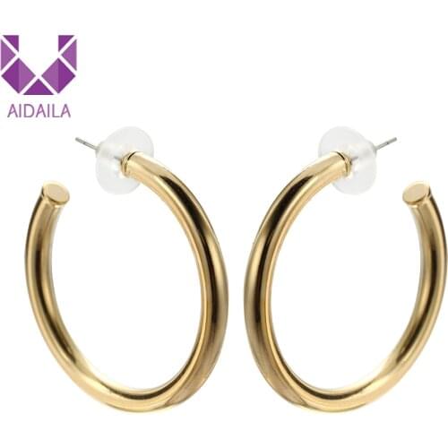 Hoop Earrings Copper Alloy Circle New Fashion Jewelry Casual Round Hoop Earrings Gold Color Golden Earing Brincos New Fashion