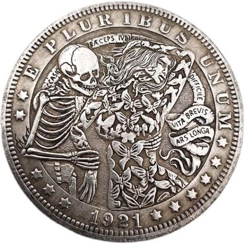 Wanderer Coin United States 1921 Skull Woman Morgan Commemorative Coin Collections Home Decoration Crafts Desktop Ornaments