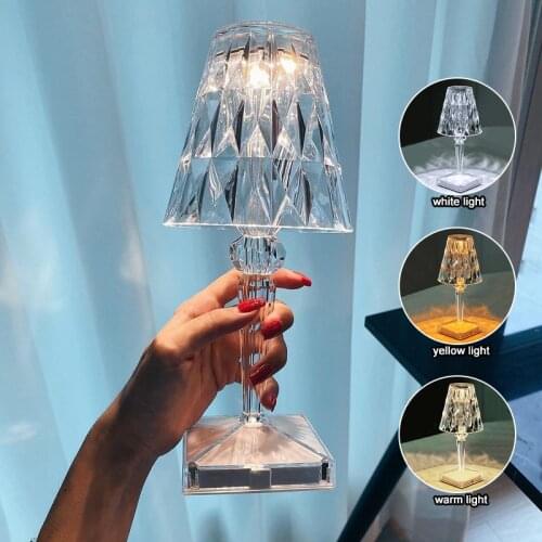 Led Diamond Table Lamp Rechargeable Night Lights Crystal Projection Desk Lamps Home Acrylic Xmas Decor Lighting Fixtures Gift