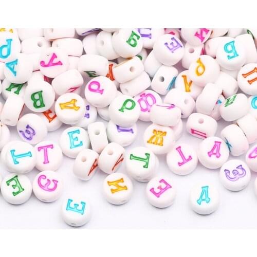 100-500pcs/lot White Acrylic Spacer Beads 4x7mm Round Letter Loose Beads For Jewelry Making DIY Necklace Bracelet Accessories