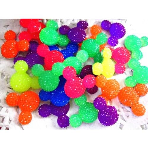 100pcs/lot kawaii resin mouse mix colors DIY resin cabochons accessories 22*18mm