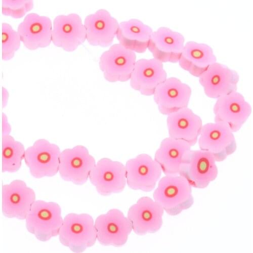 CHONGAI 100Pcs Pink Flower Polymer Clay Spacer Beads For Jewelry Making DIY Bracelet Necklace Accessories