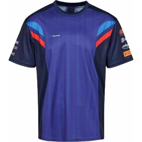 2020 Fashion Shirt Motorcycle Crew Neck T-Shirt Short Sleeve Motorbike For BMW Motocross Sports Events Tee/Blue