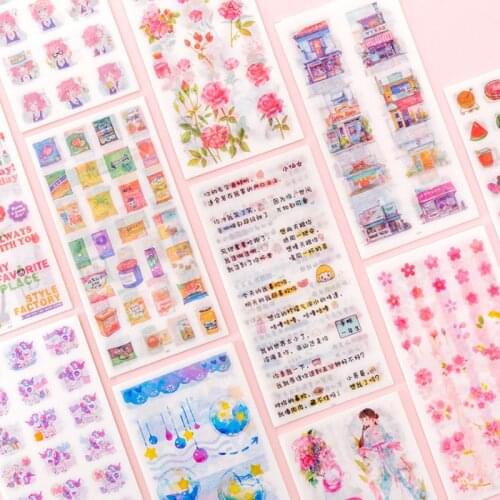 6 Sheet/pack Kawaii Girl Paper Sticker Flower Diary Note Sticker Gift Multifunction Paper Plant Deco Sticker Set