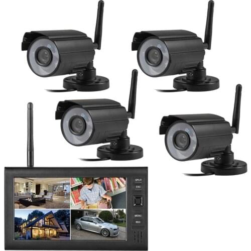 7 inch Monitor 4CH NVR Kits Digital 2.4G Wireless Home Security Cameras Surveillance System Video Baby Monitor CCTV DVR Kit