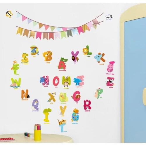 Alphabet Letters Decals Child Room Wall Stickers For Kids Room Boy Girl Bedroom Wall Poster 60x30cm CP0617