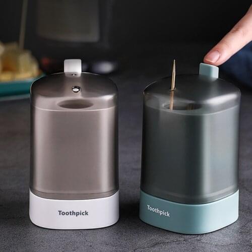 Automatic Toothpick Holder Container Plastic Household Table Pressed Pop-up Toothpick Storage Box Portable Toothpicks Dispenser