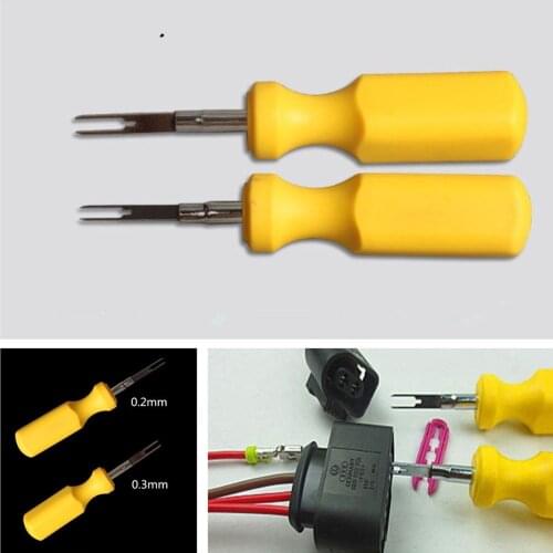 2PCS 3mm + 2mm Car Wiring Connector Pin Release Extractor Puller Auto Terminal Removal Tool with Plastic Handle Kit For Audi