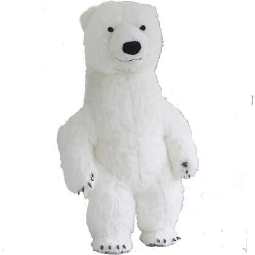 White Polar Bear Inflatable Costume 2M/2.6M/3M Tall Long Hair Mascot Costume for Advertising Suitable for 1.6m To 1.95m Adult