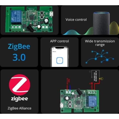Wireless Network Zigbee Mode Relay, RF Plus WiFi Remote APP Control Switch, Self-locking Interlock, Garage Door Switch