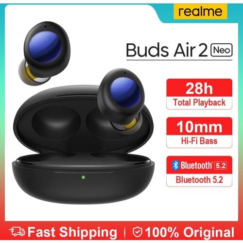 Realme Buds Air 2 Neo True Wireless Bluetooth Earphones IPX5 10mm Bass Boost Driver Fast Charge Noise Cancellation TWS Headphone