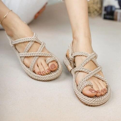Rope Sandals cream stylish design compatible with many styles useful summer new fashion trend