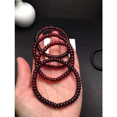 Genuine 6.5mm Natural Blood Red Amber Bracelet Women Men Healing Stretch Crystal Abacus Beads Bracelet Jewelry AAAAA