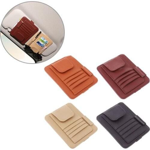 Eye Frame Holder Car Sun Glasses Ticket Receipt Card Clip Storage Board Brown
