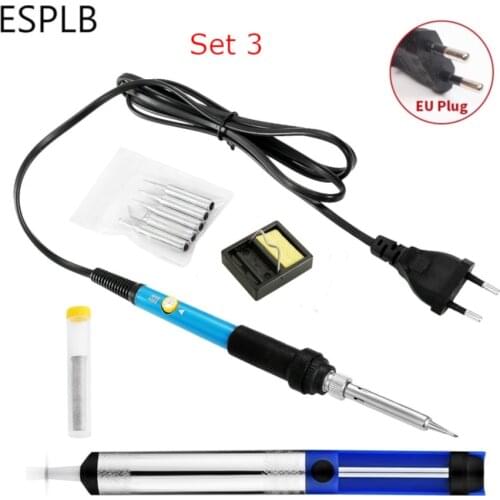 ESPLB 110V/220V US/EU Plug Electric Soldering Iron Adjustable Temperature Welding Solder Station Heat Pencil + 5pcs Tips
