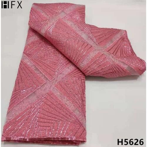 HFX Brocade African Lace Fabric 2021 Top Quality French Tulle Lace Fabric Latest Jacquard Lace Fabric For Wedding Dress F5626
