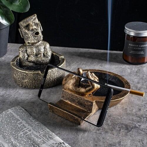 Stone Ashtray Home Decoration Accessories Funny Character Finger Model Portable Ashtray Modern Living Room Office Decor Gifts