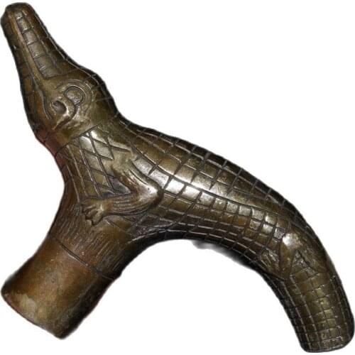 Chinese Old Beijing Old goods Copper crocodile head crutch head handle