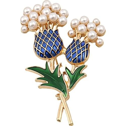 Fashion Women Trendy Light Gold Color Cream Simulated Pearl Set Green Enamel Leaf Pineapple Metal Brooch Pins & Brooches