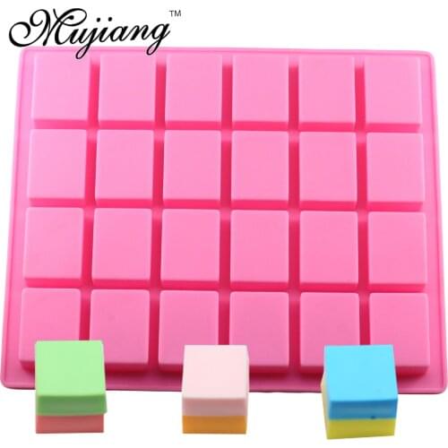 Mujiang 24 Cavity Rectangle Square Cake Silicone Baking Molds Handmade Soap Mold DIY Ice Tray Jelly Cake Candy Chocolate Moulds