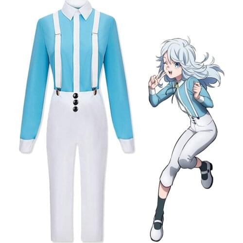 Anime Kemono Jihen Akira Cosplay Costumes Mens Akira Blue Cos Shirt Pants Stocking Uniforms Suits For Women Halloween
