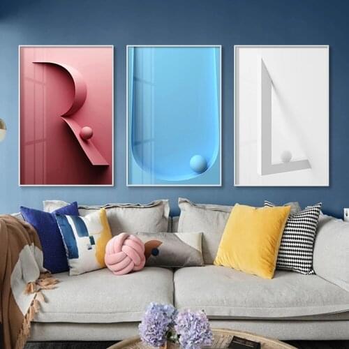 Nordic Style A To Z Alphabet English Letter Poster and Prints Wall Art Picture for Home Room Decor Space Canvas Painting