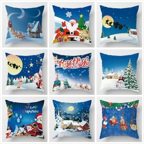Cushion Cover With Christmas Snowman Print For Bed Home Decoration Pillow Case Christmas Decora Throw Pillowcase 45*45cm cojines