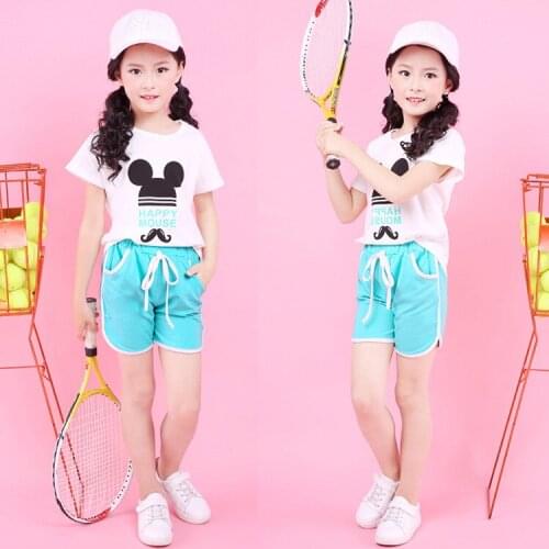 2020 new Girl clothes Sets print pattern Embroidery Children Tracksuit kids clothing suit baby Short sleeved t shirt+shorts 2Pcs