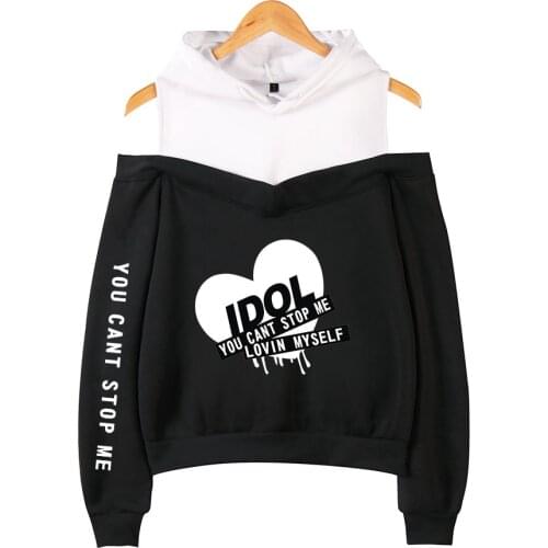 New Fashion Kpop Bangtan Hoodie Sweatshirt IDOL You Can't Stop Me Love Myself womens Bangtan Boys hooded off-shoulder Hoodies