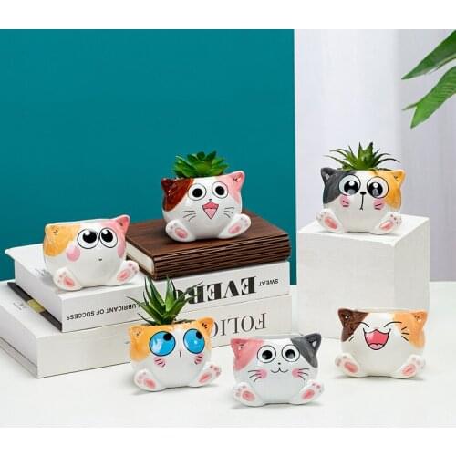New Ceramic Animal Figurines Flower Pot Miniature Model Fairy Garden Decoration Planter Home Office Decor Succulent Flowerpots