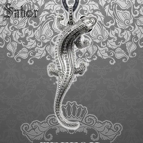 Leather Rope Necklace Salamander , Fashion silver color Jewelry European Punk Gift For Men Women Boy Girls 2019 thomas