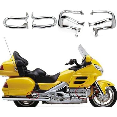 Front & Rear Motorcycle Engine Highway Crash Bar Guard Protection For Honda GL1800 2001-2016/GL1800A 2001-2005 Left Right Chrome
